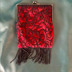 Vintage Lancôme clutch, red and black